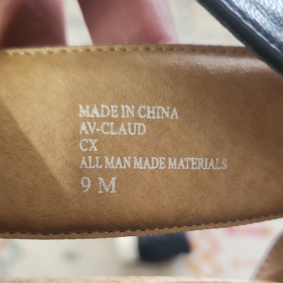 Adrienne Vittadini Navy Cork Wedge Sandals with Back Zip - Picture 3 of 7